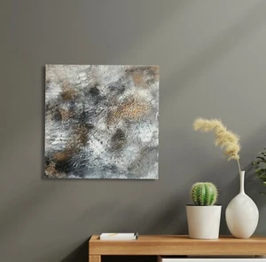 Grey Gold Original painting Abstract wall art Canvas for home and office - Picture 1 of 14