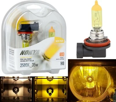 Nokya 2500K Yellow H8 Nok7623 35W Light Two Bulb DRL Daytime Cornering Angel Eye - Image 1 of 4