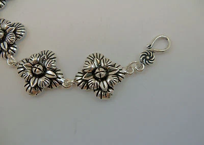 BRACCIALE ORIENTALE FLOREALE IN ARGENTO 925 SILVER BRACELET FLOWERS - Immagine 1 di 4