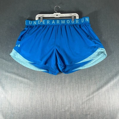 Under Armour Women Shorts Size 3X Blue Loose Fit Athletic Gym Polyester HeatGear - Image 1 of 4