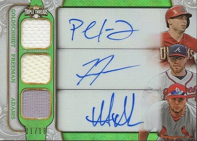 Paul Goldschmidt / Freddie Freeman 2014 Triple Threads Auto Autograph Patch 1/18 - Image 1 of 2