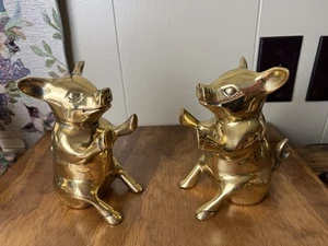 Sujetalibros cerdo de latón vintage - Juego de 2 - Imagen 1 de 11