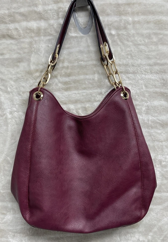 Mia K. Colección Magenta Imitación Cuero Bolso de Hombro Estilo Hobo Bolso de Mano Cartera L Foto 1 de 4