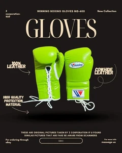 Professional Winning Boxing Gloves Lace-up, Trainnig Boxing Gloves, Pure leather - Picture 1 of 5