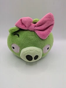 Angry Birds Girl Green Pig Plush Pink Bow No Sound 5” Commonwealth 2012! VGC! - Picture 1 of 5