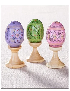 Wooden Hand Painted Pastel Colors Easter with Egg Stands, Set of 3, Hand Made... - Picture 1 of 1