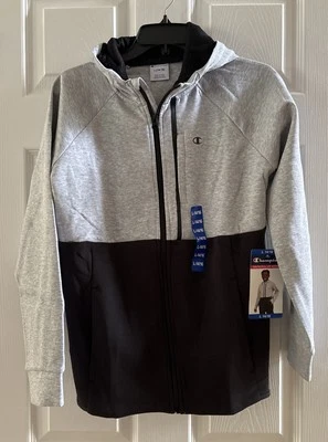 Champion 灰色/黑色青少年全拉链 L( 14/16 )全新 — 第 1/4 张图片