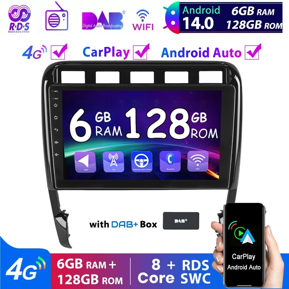 DAB+ CarPlay Android 14 Autoradio GPS Navi WIFI Für Porsche Cayenne 9PA 2002-10 - Bild 1 von 4
