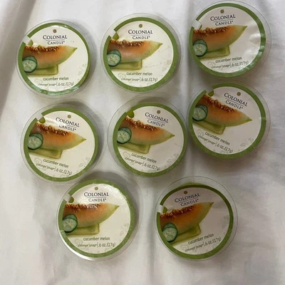Nuevo Lote de 8 Velas Coloniales Pepino Redondas Melón Cera Derretida 0.6 OZ Cada una Hecha en EE. UU. Foto 1 de 4