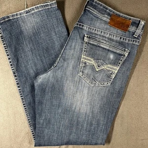 BKE Seth Straight Fit Herren Jeans Größe 36x34 Medium Wash Whiskered Denim - Bild 1 von 11