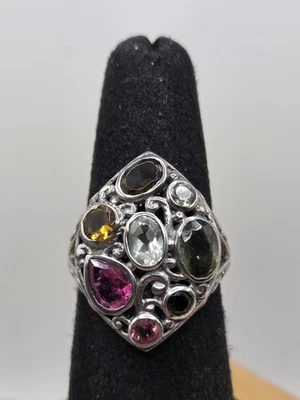 Bali Legacy Multi-Tourmaline Ring 925 Sterling Silver Size 7 3.10ctw - Image 1 of 4