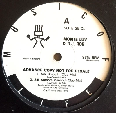 Monte Luv & DJ Rob: Silk Smooth 12" Vinyl Promo Hip-Hop 1990 Music Of Life - Image 1 of 4