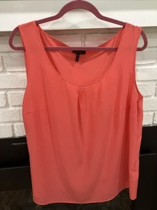 Escada Size 46 Coral Sleeveless Top Blouse Tunic, Pintuck Front, Sleeveless Silk - Picture 1 of 8