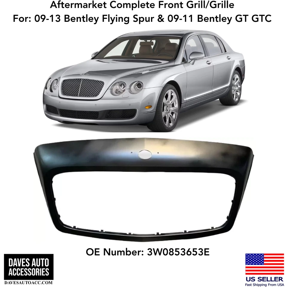 Cubierta del marco de la rejilla del radiador delantero 09-13 Bentley Continental Flying Spur GT GTC Foto 1 de 1