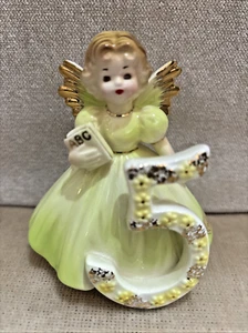 Vintage Josef Original (gut) *5.* Geburtstag Engel Keramik Figur mit Etikett - Bild 1 von 6