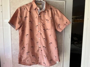 Free Planet Kurzarm Knopfleiste Herren Größe Medium Lachs Flamingo Palmen - Bild 1 von 8