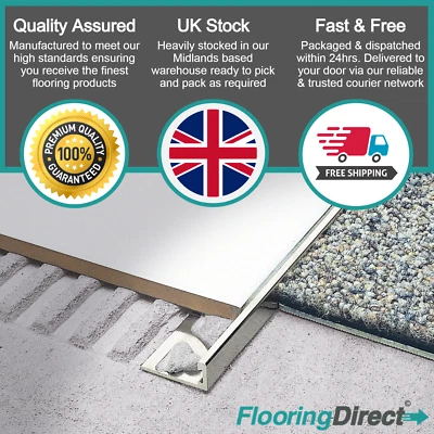 10 x металлический L форме плитки отделки 10 мм 12 мм яркий хром серебро и матовый хром - Изображение 1 из 4