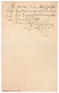 Frederick III. - Rare autograph note signed as King & Emperor (1888/99 days) - Picture 1 of 1