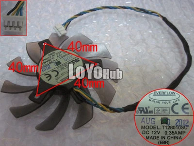 For Gigabyte graphics card Fan EVERFLOW T128010SU 12V 75mm 4-Pin EBR - Image 1 of 4