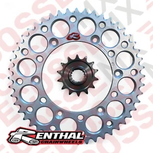YAMAHA YZ125 RENTHAL SPROCKET SET ALLOY STEEL SPROCKETS SILVER 2005-2024 13/48T - Picture 1 of 5