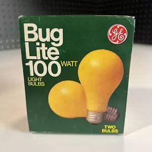 1 - Pack Of 2 VTG GE General Electric Bug Lite Yellow 100 Watt Light Bulbs - Picture 1 of 4