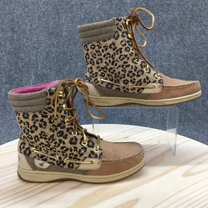 Sperry Boots Womens 6.5M Hikerfish Animal Print Moc Toe Ankle Boot 9289307 Brown - Picture 1 of 15