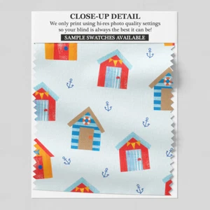 220 Beach Huts Scatter Blue Roller Blind - various sizes, blackout FREE P&P - Picture 1 of 4