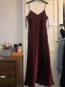 Debenhams 90s Bias Cut Red Long Dress Uk 14-16 Cowl Rat Y2k Début Event Vintage - Picture 1 of 14