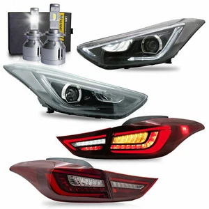 LED Headlights+Red Taillights+H7 LED Bulbs for Elantra 11-16 Sedan 13-14 Coupe - Picture 1 of 12