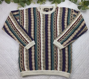 VTG Bachrach Mercerized Cotton Coogi Style Pullover Textured Sweater Size L - Picture 1 of 7