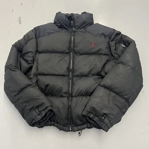 Vintage 90s Polo Ralph Lauren Quilted Down Puffer Jacket Black Puffy Mens Sz 2XL - Picture 1 of 18