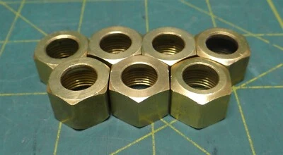 (Pack of 7) Brass Compression Nuts 3/8" Tube OD 5/8" Hex Width 1/2" Length - Image 1 of 3