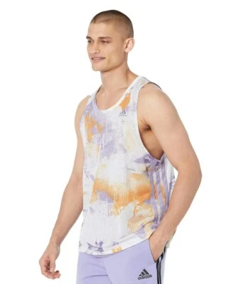 Camiseta sin mangas de baloncesto mediana Adidas Primegreen para hombre púrpura salpicaduras Q2 AOP NUEVA CON ETIQUETAS Foto 1 de 2