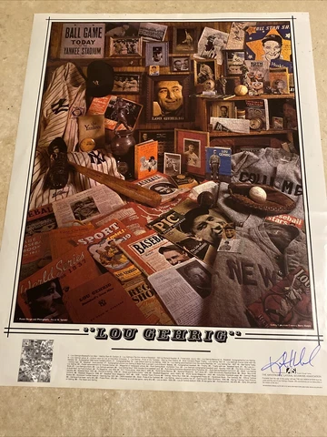 Lou Gehrig New York Yankees "The Works" framed poster, Signed By Kent Hrbek Cover