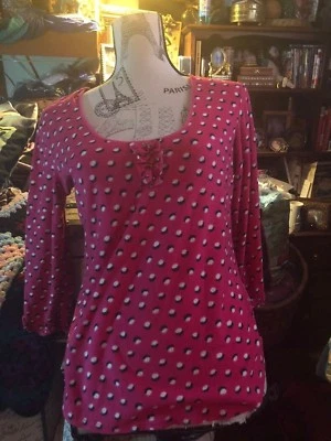 BETSEY JOHNSON Poppin In Pink Polka Dot Sleepwear Top Size S - Image 1 of 3