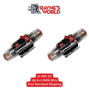2er Pack 40 Amp Inline Wasserdicht Leitungsschutzschalter Auto/Solar Manueller Reset 12V-48V - Bild 1 von 8
