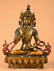 7.8" Old Tibet Pure Bronze Painting Temple 7 eyes White Tara Goddess Statue 
