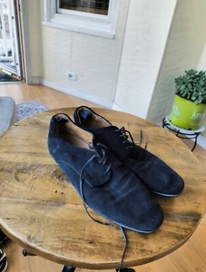 Hugo Boss Italian Made Blue Suede Shoes Loafers Men's US 7 - Picture 1 of 10