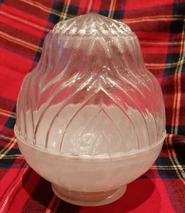 Art Deco Milk Glass & Clear,Light Shade.H7" X W6", Ceiling ,hall,Wall ?. - Picture 1 of 7