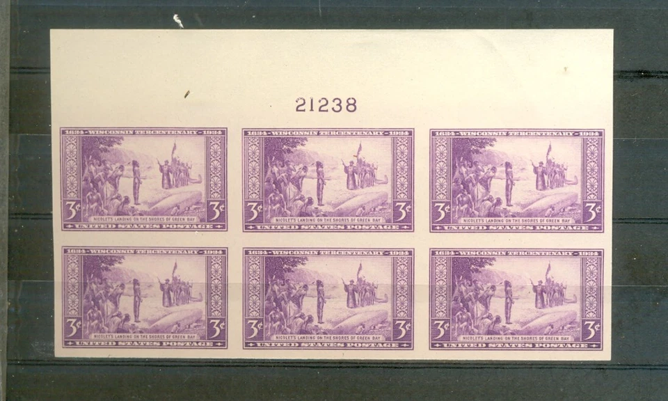 USA Scott 755 Farley Wisconsin plate number 21238 top ngai - Image 1 of 1