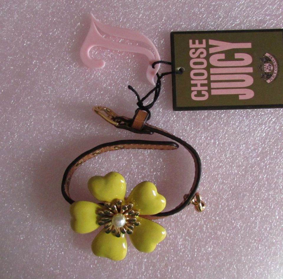 Juicy Couture собачий воротник или женщина браслет большой цветок Vachetta кожи новый с ярлыками - Изображение 1 из 4