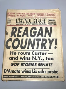 New York Post Newspaper Nov 5, 1980 Ronald Reagan Country Elected President - Picture 1 of 6