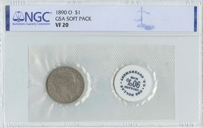 1890-O Morgan Dollar GSA SOFT PACK S$1 NGC VF20 - Image 1 of 2