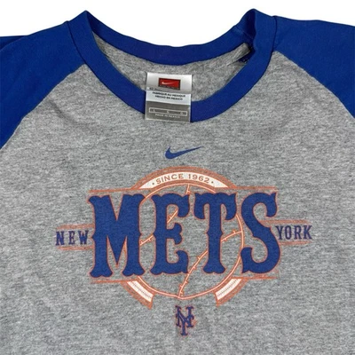 Vintage Y2k Nike New York Mets Raglan Center Swoosh MLB Baseball Mens Large Grey - Image 1 of 4