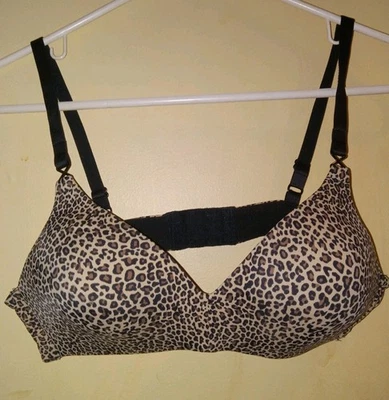 Camiseta inalámbrica Warners marrón con estampado de leopardo sujetador para mujer talla 36A Foto 1 de 4
