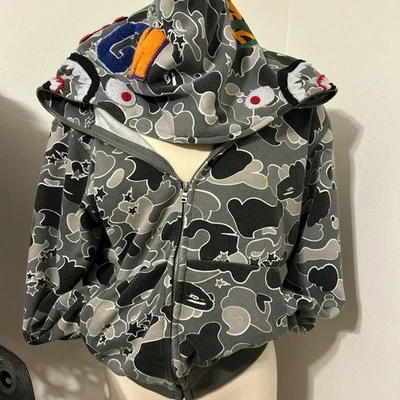 BAPE, a Bathing Ape Camuflado Tiburón Cremallera Completa Sudadera con Capucha Negra, WGM, ¡Talla M! So Swag! Foto 1 de 4