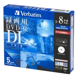 Verbatim 1 time recording DVD-R DL CPRM 215 minutes 5pcs VHR21HDSP5 - Photo 1/6