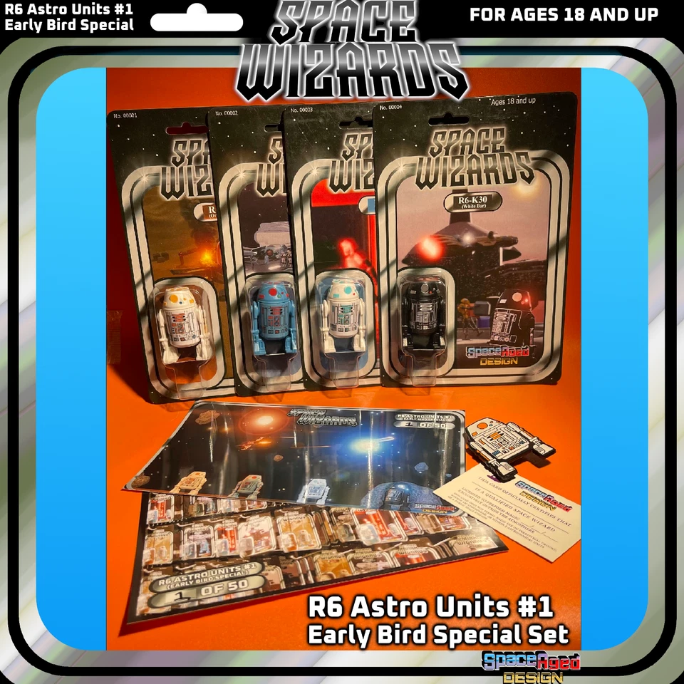 Early Bird Special 4-Set | Space Wizards R6 Astro Units #1 Robot Action Figures - Image 1 of 4