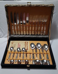 Juego de cubiertos italiano plateado completo vintage de 25 piezas con tenedor para servir ornamentado - Imagen 1 de 20