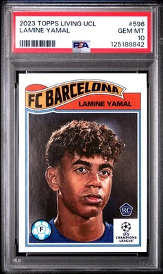 2023 TOPPS LIVING UEFA CHAMPIONS LEAGUE LAMINE YAMAL #596 RC ROOKIE PSA 10 - Image 1 of 2